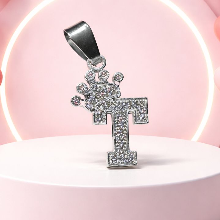 Letra "T"  Coronita Mide 2.5cm Plata 925 MX