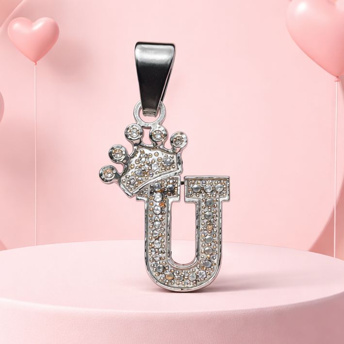 Letra "U  Coronita Mide 2.5cm Plata 925 MX