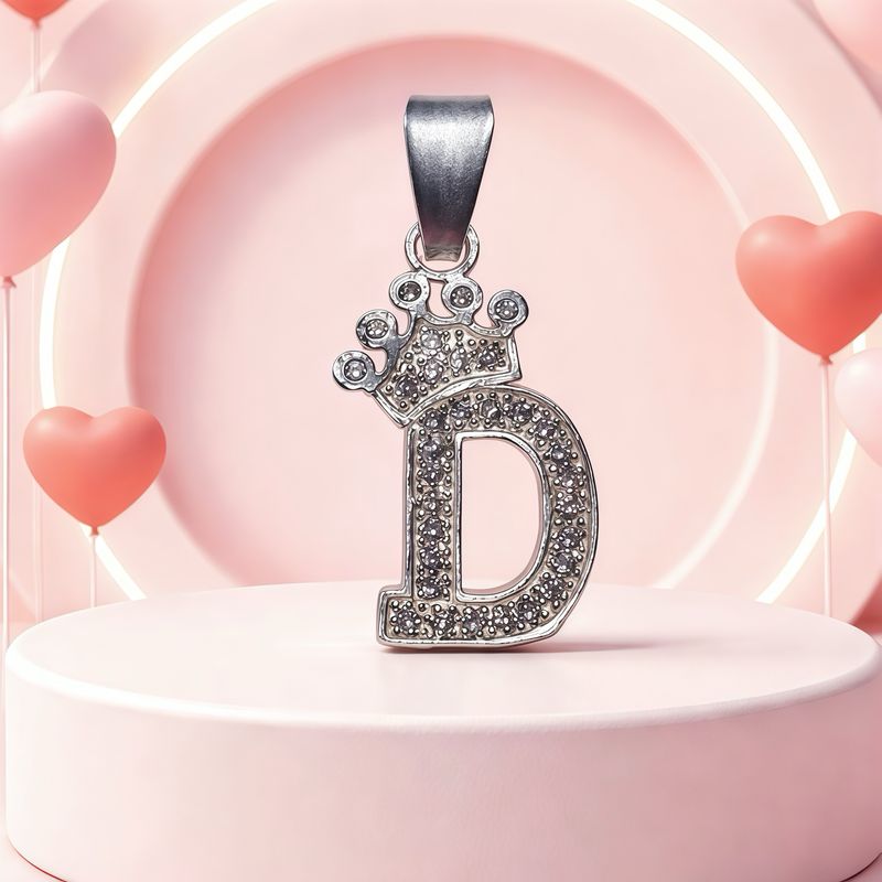 Letra "D" Coronita Mide 2.5cm Plata 925 MX