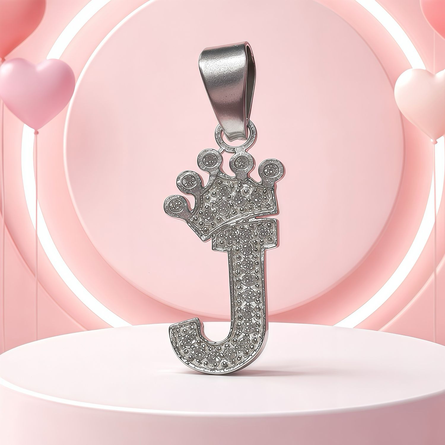 Letra "J" Coronita Mide 2.5cm Plata 925 MX