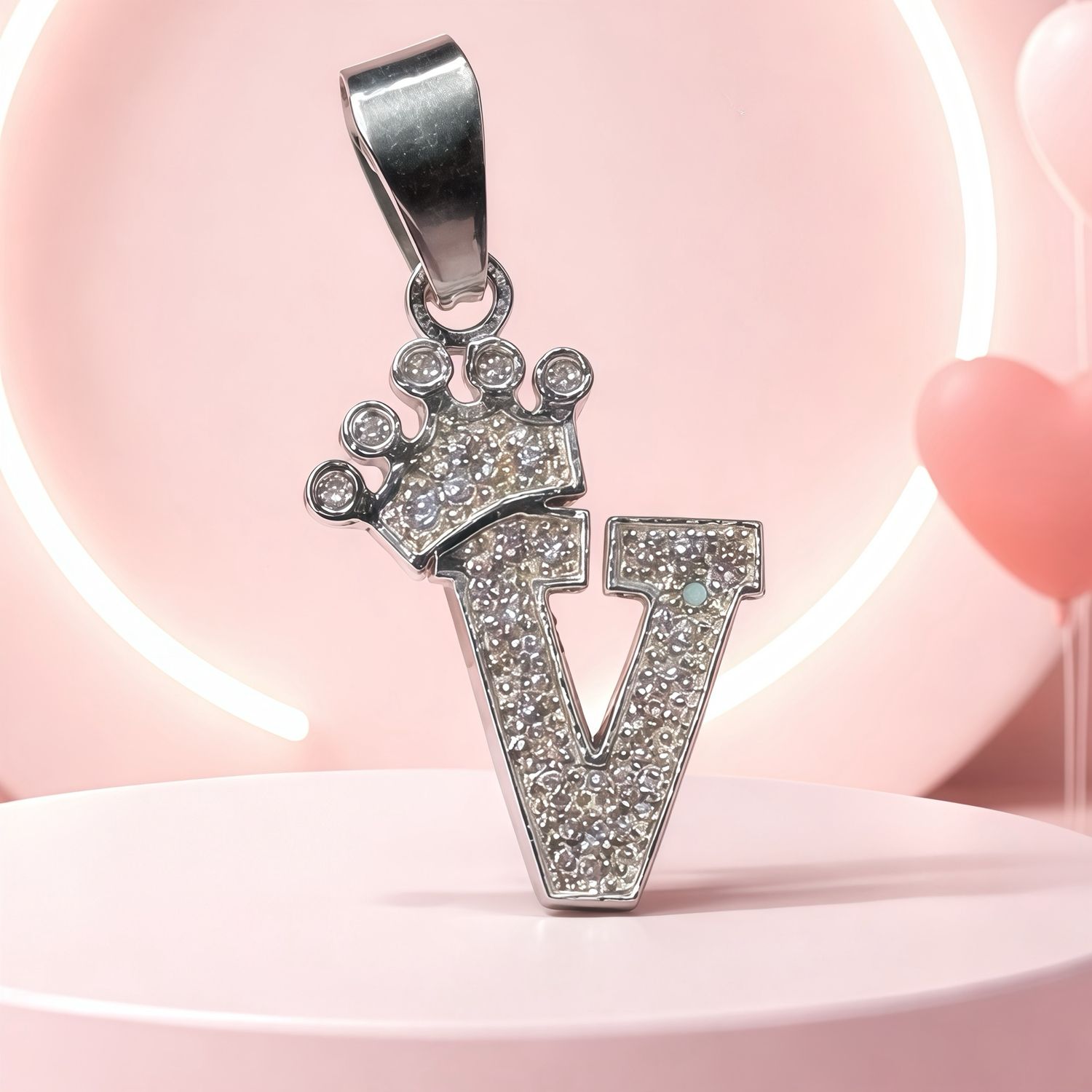 Letra "V"  Coronita Mide 2.5cm Plata 925 MX