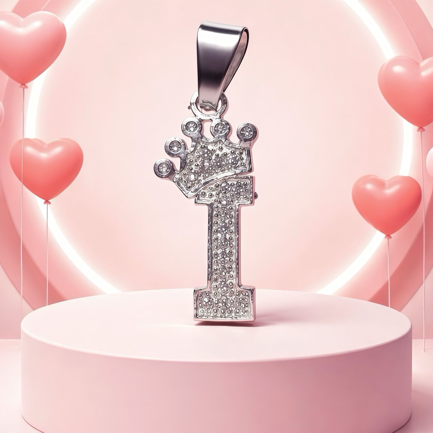 Letra "I" Coronita Mide 2.5cm Plata 925 MX