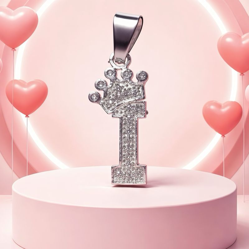 Letra "I" Coronita Mide 2.5cm Plata 925 MX