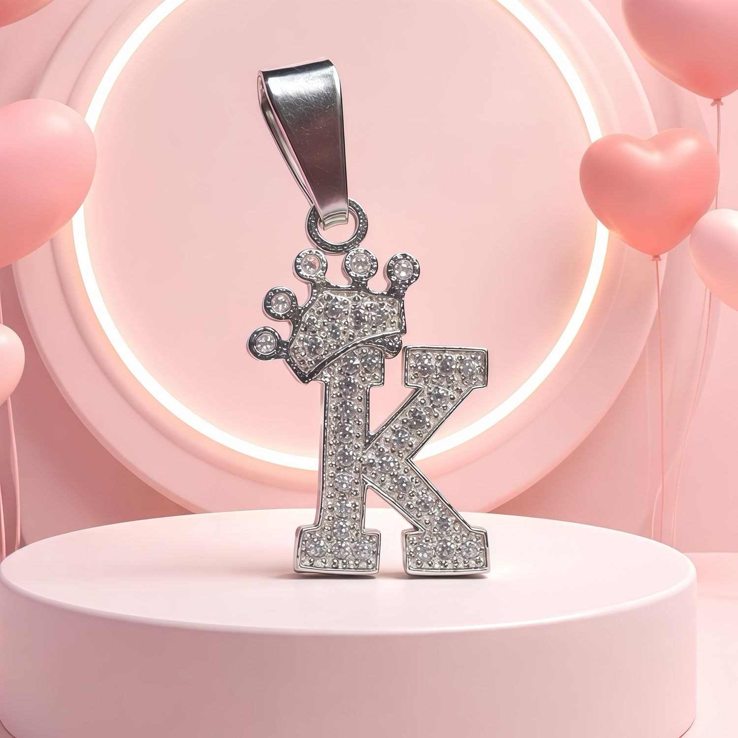 Letra "K" Coronita Mide 2.5cm Plata 925 MX