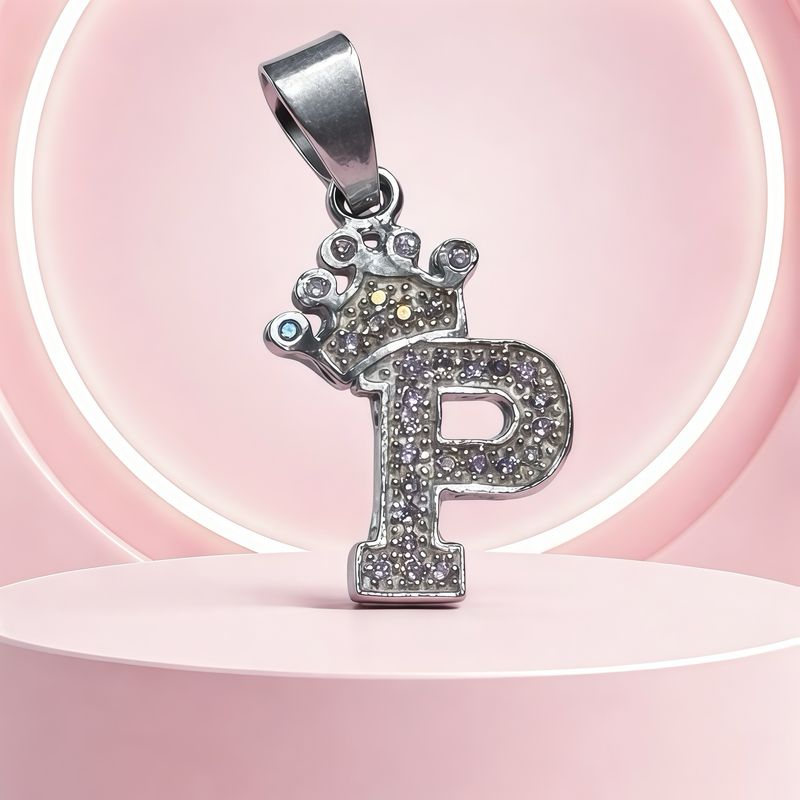 Letra "P" Coronita Mide 2.5cm Plata 925 MX