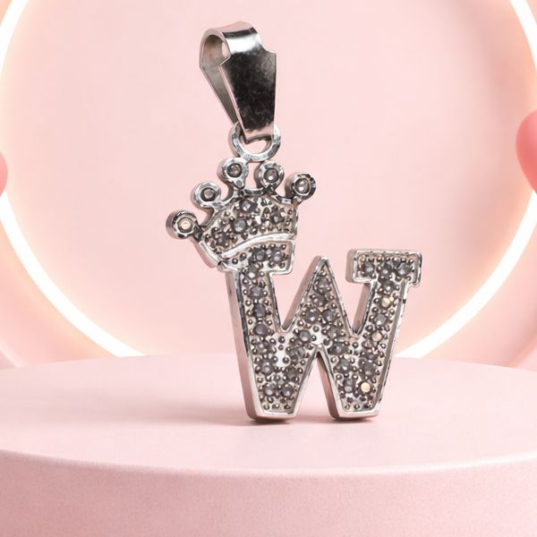 Letra W  Coronita Mide 2.5cm Plata 925 MX
