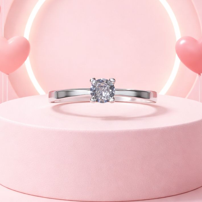 Anillo Niña corte Solitario  Plata 925 MX