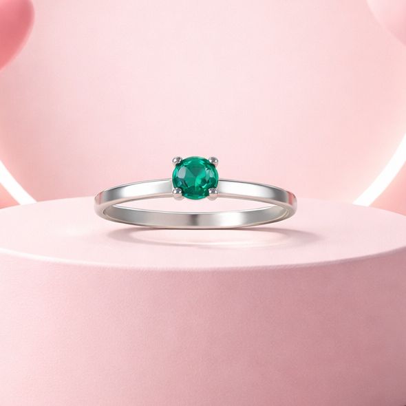 Anillo Niña corte Solitario  Plata 925 MX