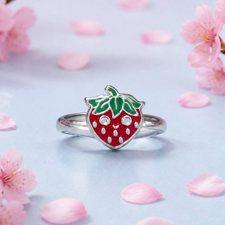 Anillo Niña Fresita Plata 925 Thailandesa