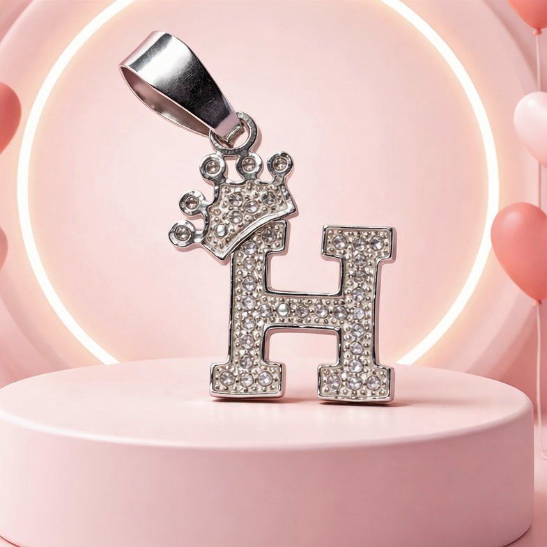 Letra "H Coronita Mide 2.5cm Plata 925 MX