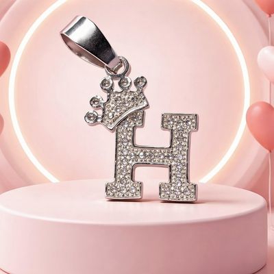 Letra "H Coronita Mide 2.5cm Plata 925 MX