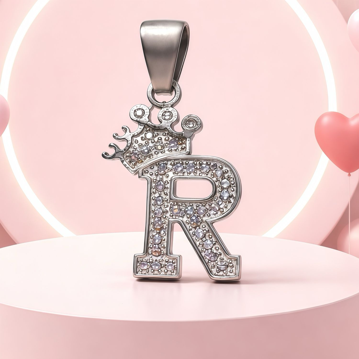 Letra "R" Coronita Mide 2.5cm Plata 925 MX