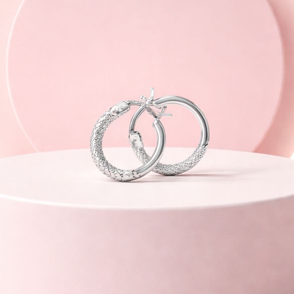 Arracada tubo Mitad Diamantada 2cm Plata 925 MX