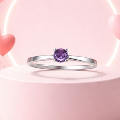 Anillo Niña corte Solitario  Plata 925 MX