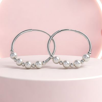 Arracada lisa con Perlas 3cm Plata 925 MX