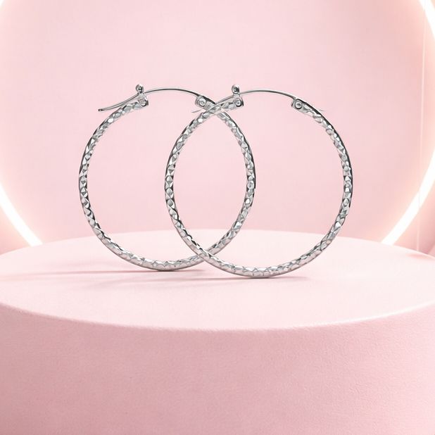 Arracada Facetada 3CM Plata 925 MX