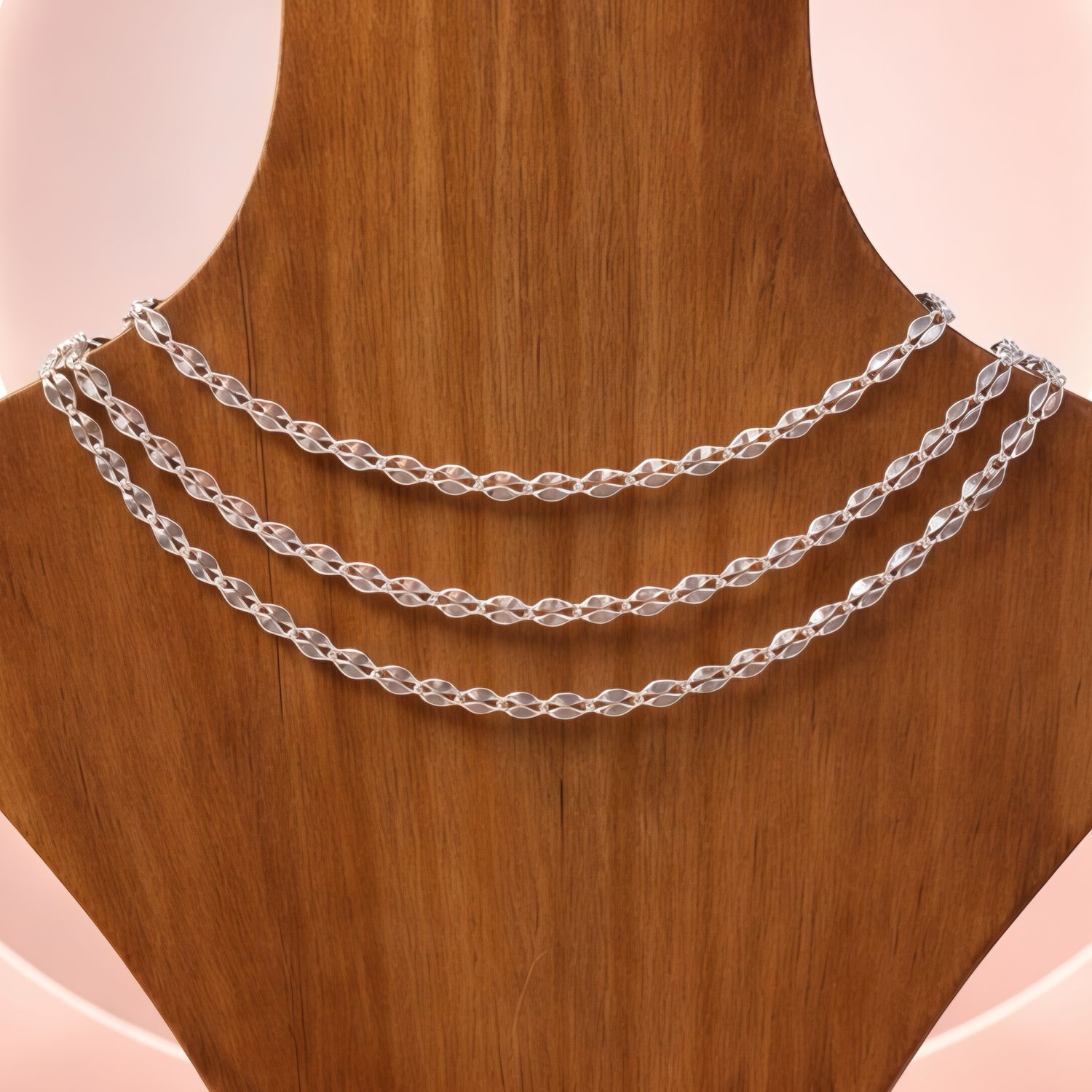 Cadena Petalos mide 4mm de ancho, 24" de largo, plata 925 MX