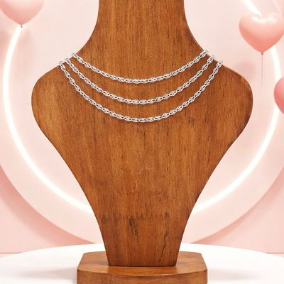 Cadena Petalos mide 4mm de ancho, 24" de largo, plata 925 MX