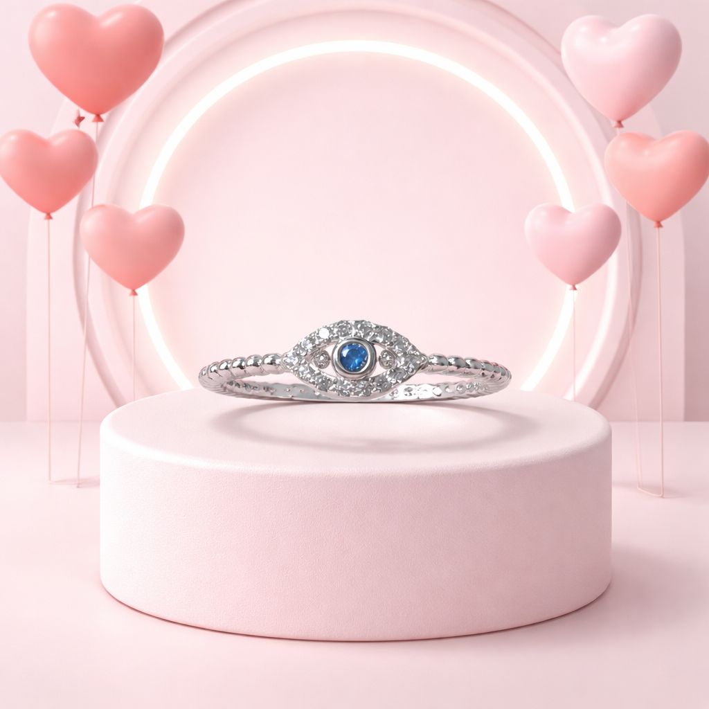 Anillo Ojito Boleado Azul Plata 925