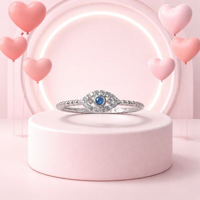 Anillo Ojito Boleado Azul Plata 925