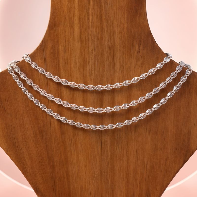 Cadena Petalos mide 4mm de ancho, 22" de largo, plata 925 MX