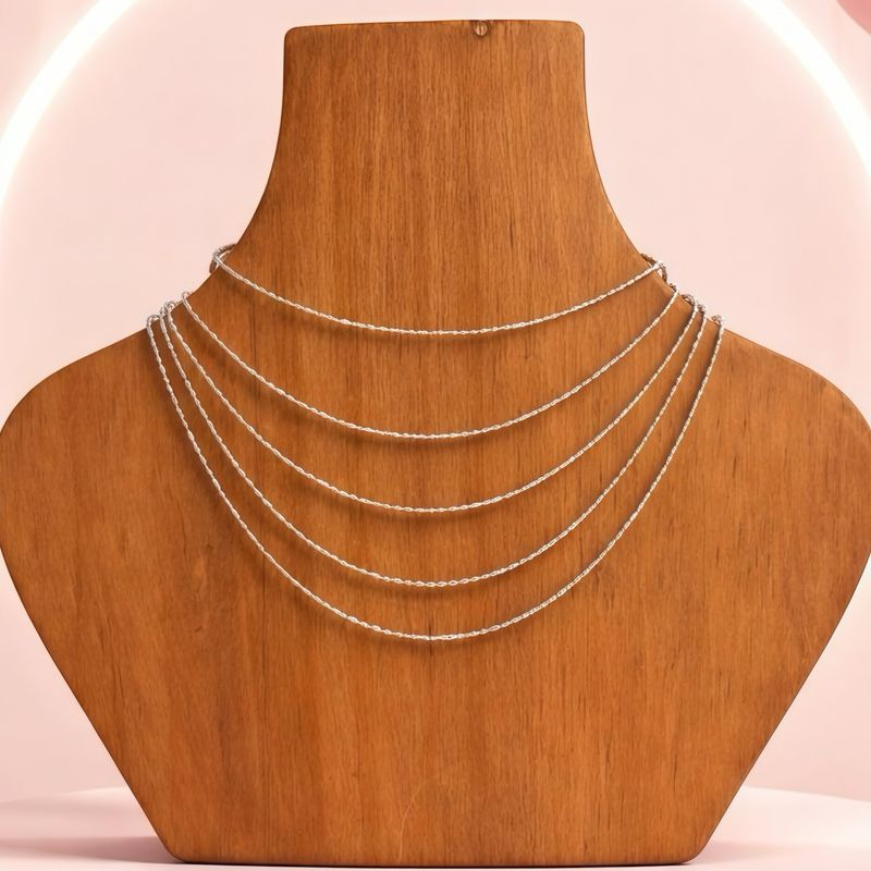 Cadena Fancy Sparkle 16" de largo Plata 925 Italy