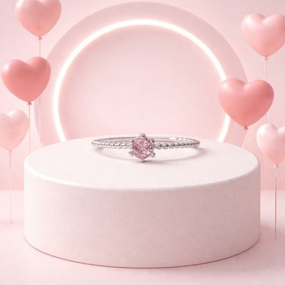 Anillo Solitario Zirconia Rosa 4mm Plata 925