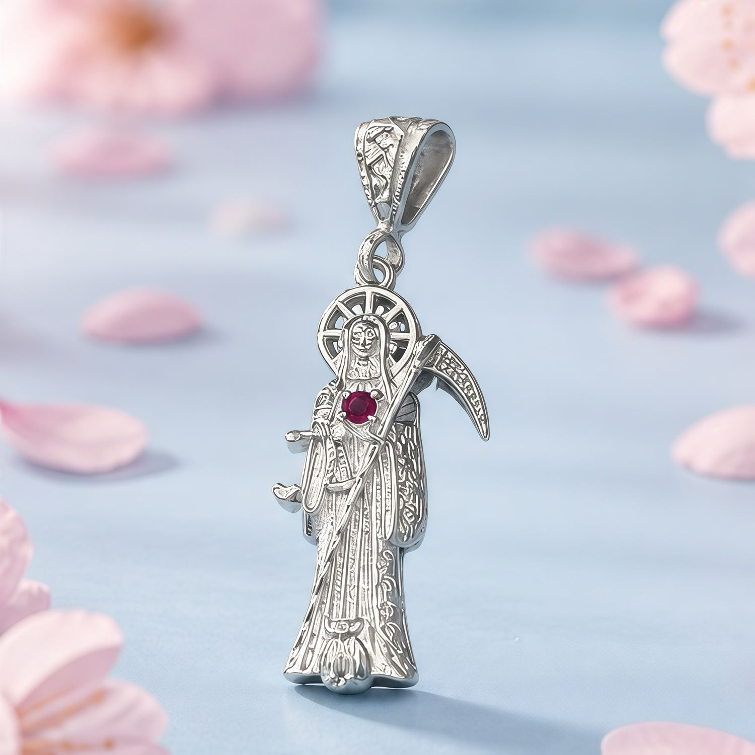 Dije Imagen Santa Muerte, plata 925 Mexicana