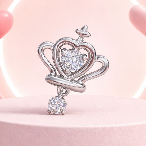 Dije Corona pasa cadena 2.5cm  Plata 925 Koreana