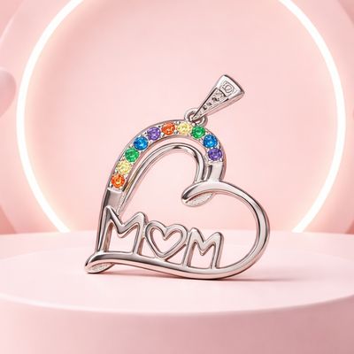 Dije Corazon MOM Micropabe colores 2.5cm Plata 925 Koreano