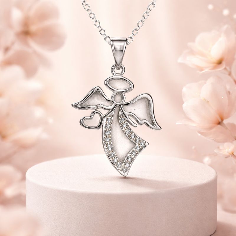 Duo cadena 20'' Angelito 3cm, Plata 925 Italiana