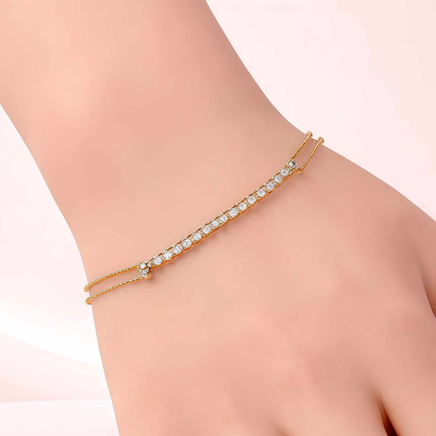 Pulsera Fancy Doble cadena con Chapa de oro mide 7.5'' a 8 con extension Plata 925 Italiana