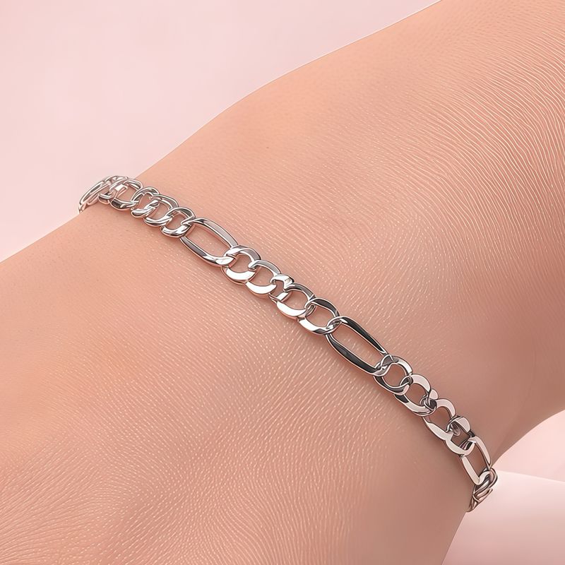 Pulsera Figaro 5 m de ancho,  8'' de largo broche de perico Plata 925 Italiana