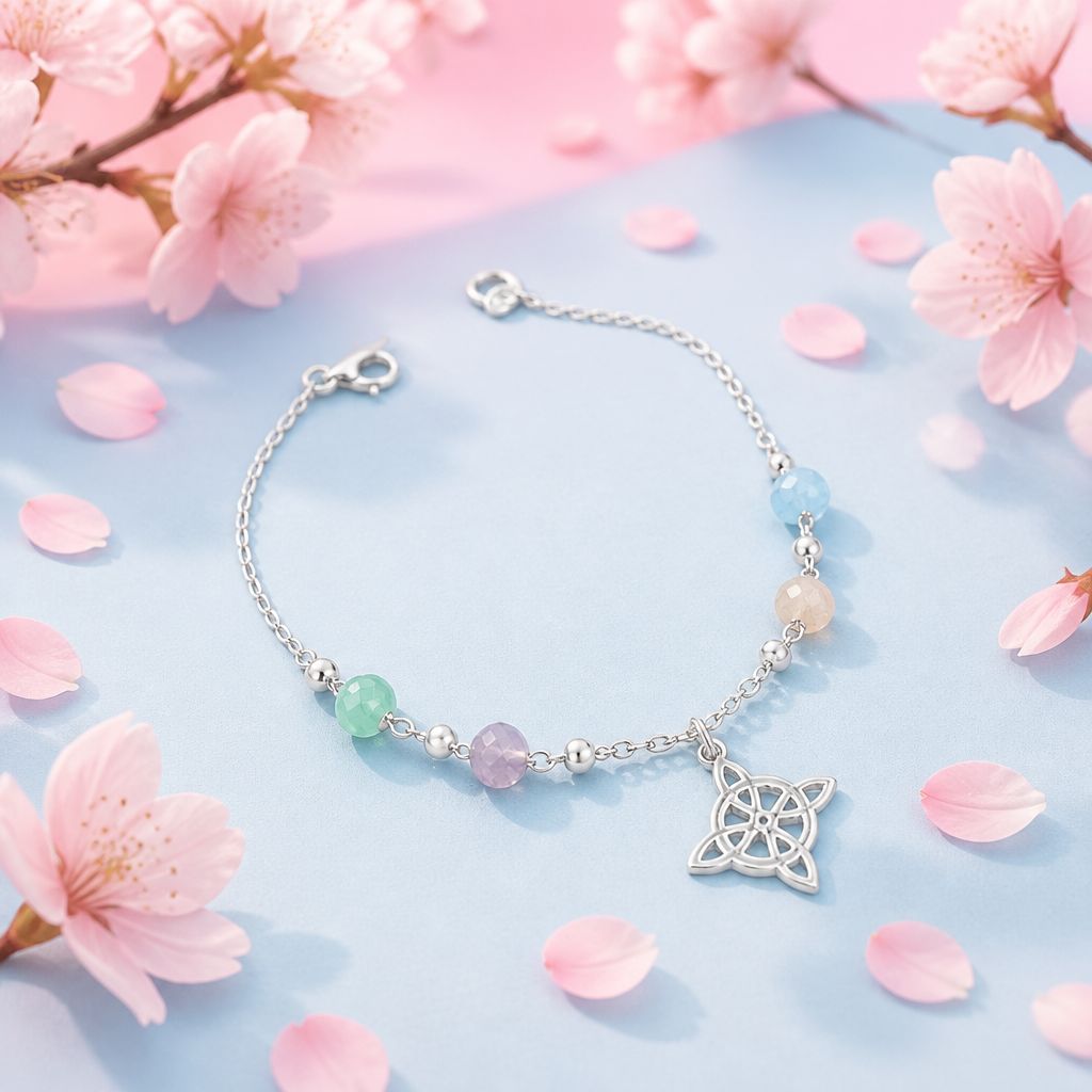 Pulsera Nudo de bruja con Cristales plata 925