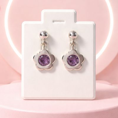 Arete Flor con circonia Lila PLATA .925