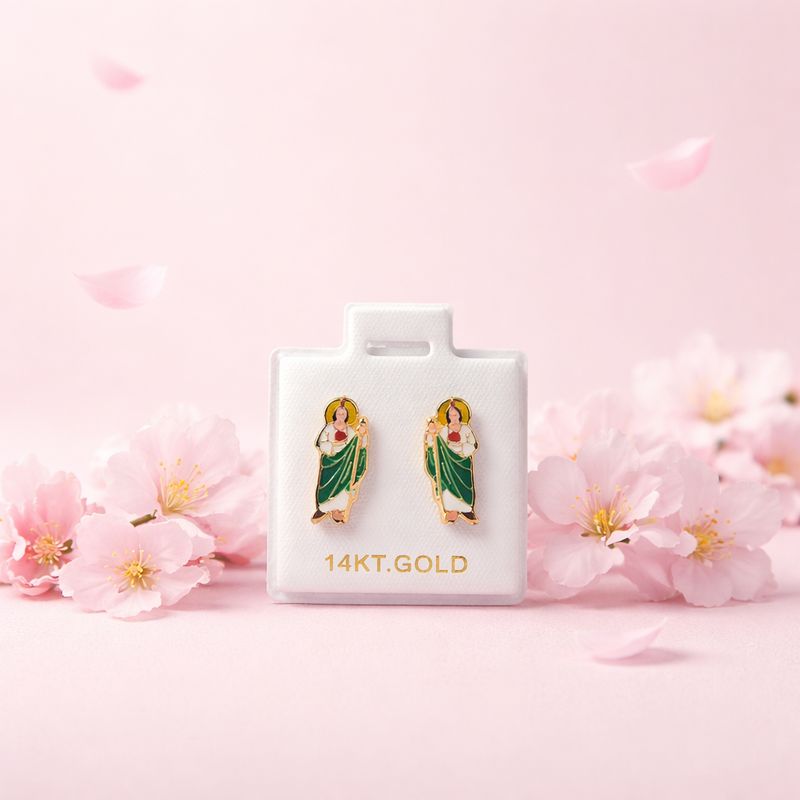 Broquel San Judas esmaltado Premium Oro 14K MX