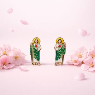 Broquel San Judas esmaltado Premium Oro 14K MX