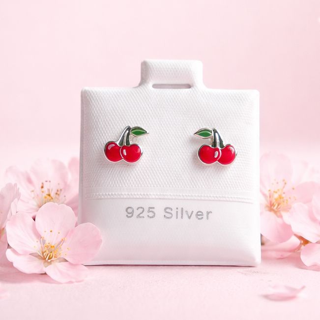 Broquel Cereza Esmaltada Plus Plata 925 MX