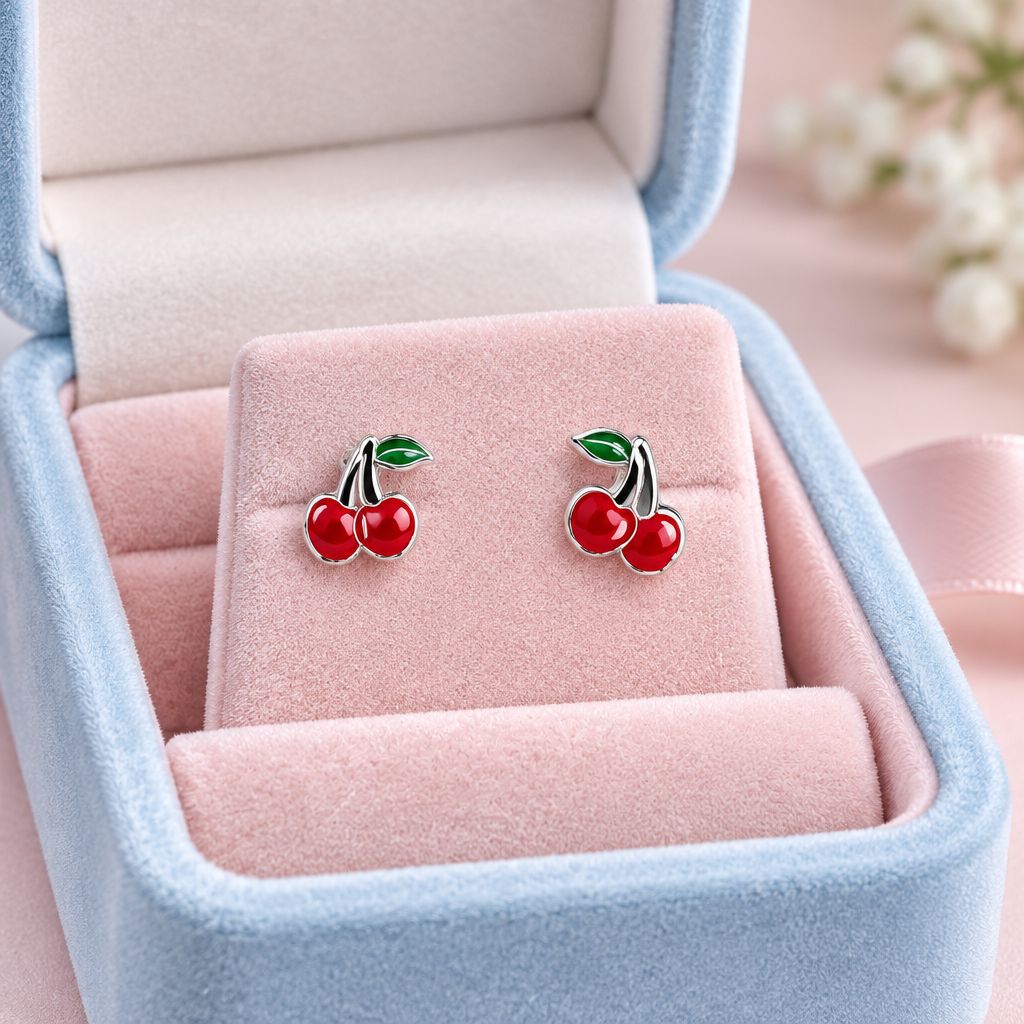 Broquel Cereza Esmaltada Plus Plata 925 MX