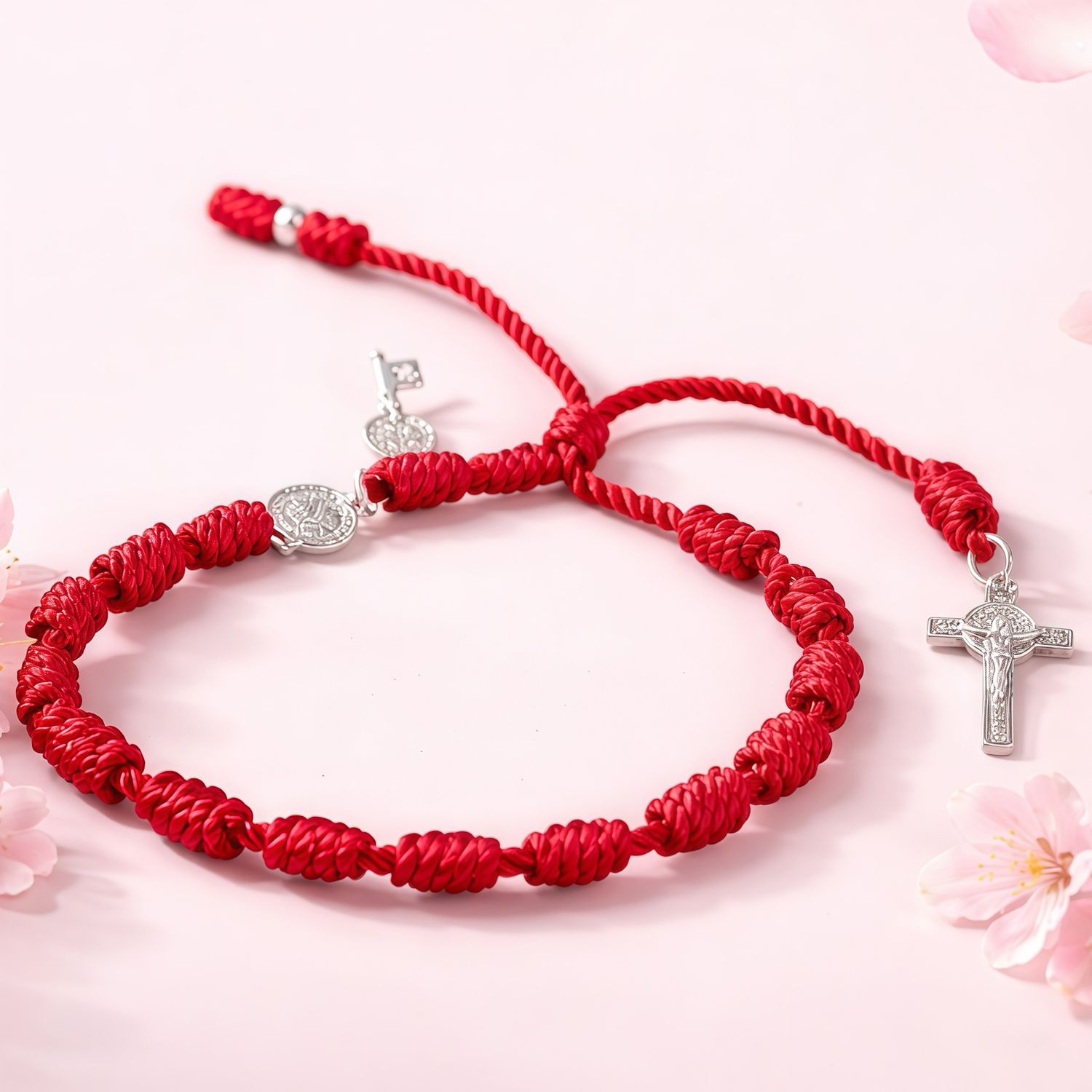 Pulsera Hilo San Benito Protector Plata 925 MX