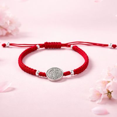 Pulsera Hilo San Benito Protector Plata 925 MX