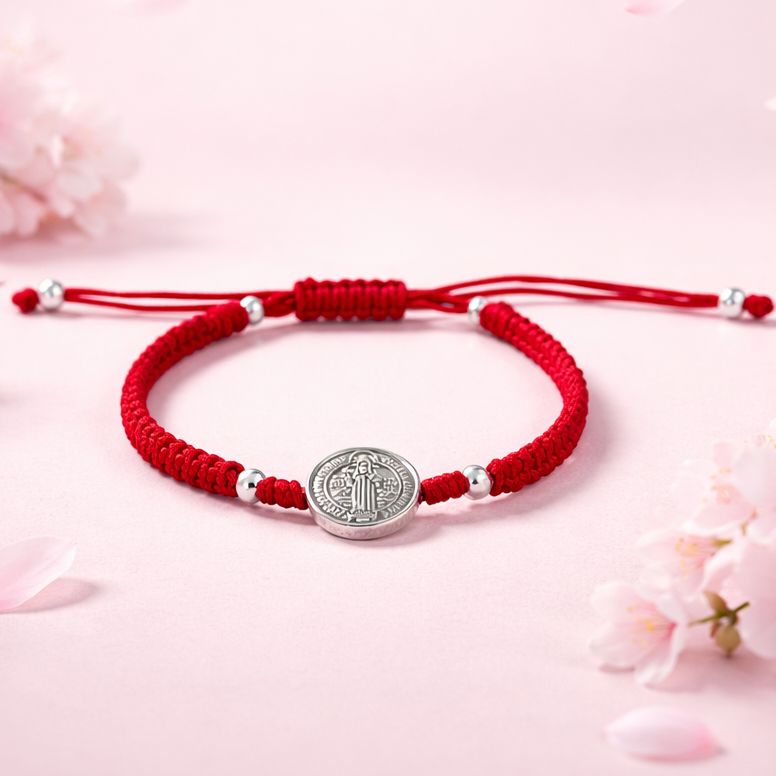 Pulsera Hilo San Benito Protector Plata 925 MX