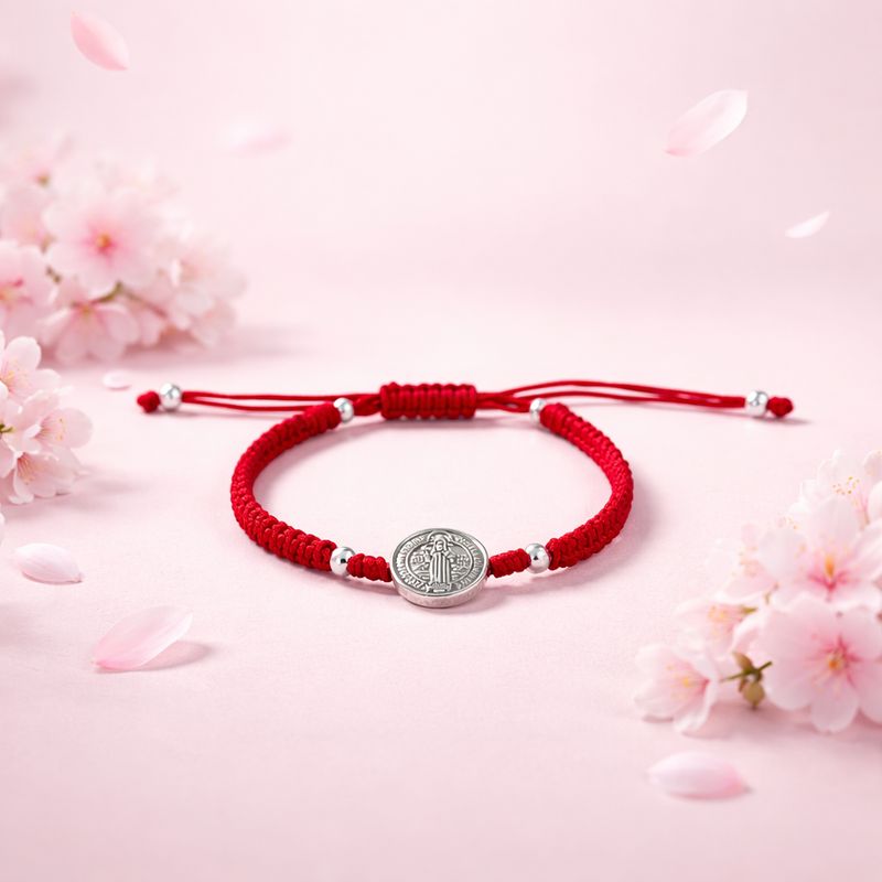Pulsera Hilo San Benito Protector Plata 925 MX