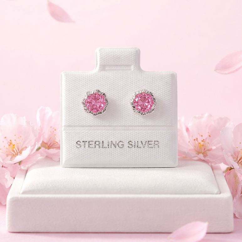 Broquel Rehilete Rosa 7MM Plata 925