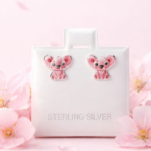 Broquel Animalito Rosado con esmalte Plata 925