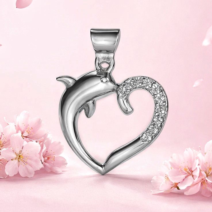 Dije Corazon Delfin 3cm Plata 925 Mexicana