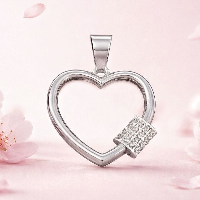 Dije Corazon Grande liso  3.5cm Plata 925 Mexicana