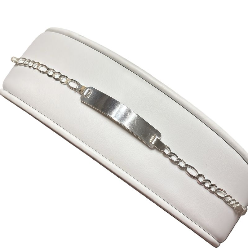 Pulsera Con Placa mide 4MM de ancho 7" de largo, Plata 925 MX