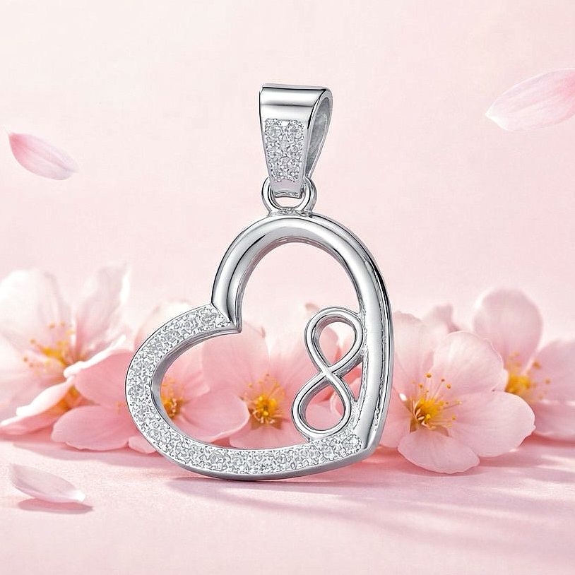 Dije Corazon Infinito Micropabe 3.cm Plata 925 Mexicana