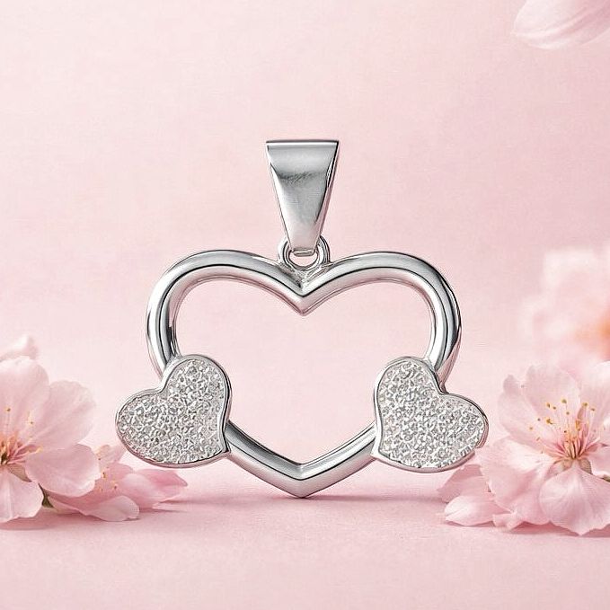 Dije Triple Corazon Micropabe 3.5cm Plata 925 Mexicana